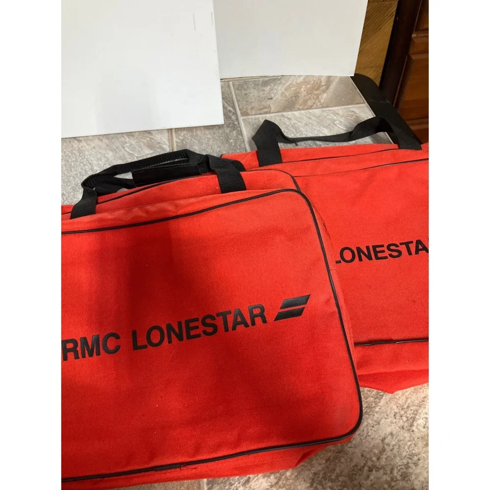 RMC Lonestar Red Canvas Duffel Bag Set of 2 Travel Gym Tote Black Handles